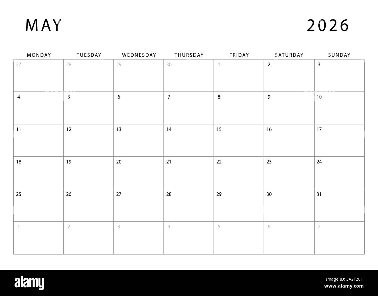 May 2026 Calendar Starting Monday