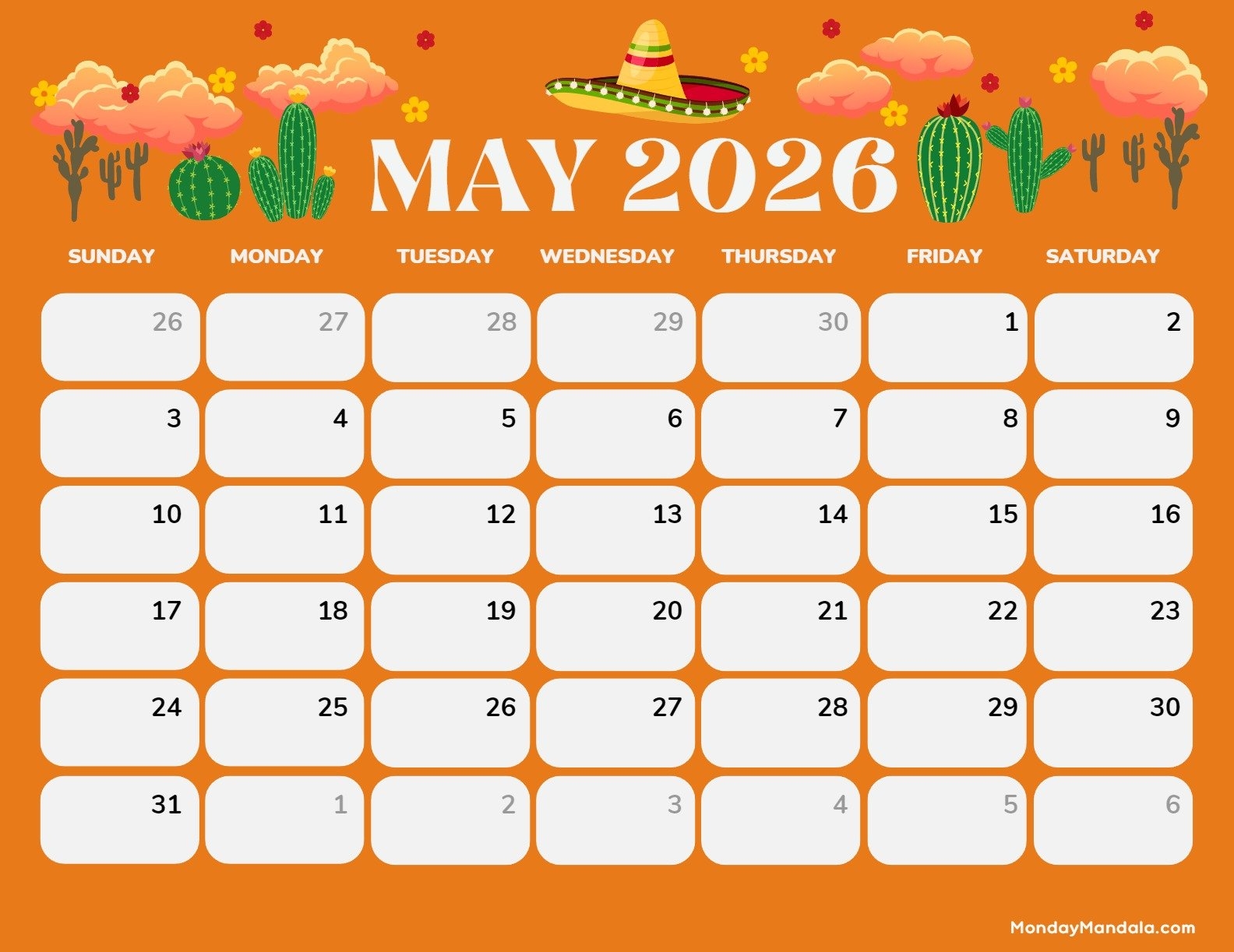 May 2026 Printable Calendar