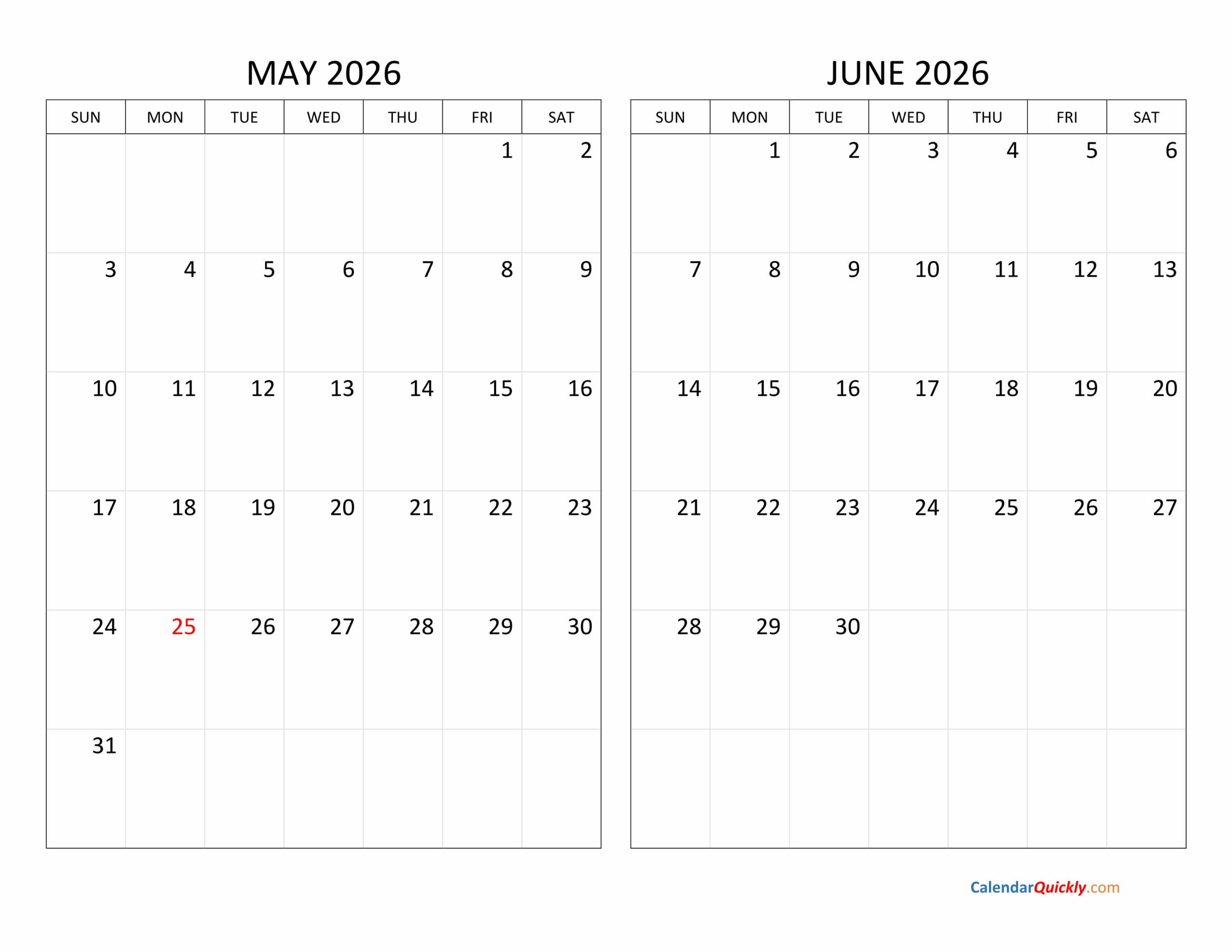Calendar For May Of 2026