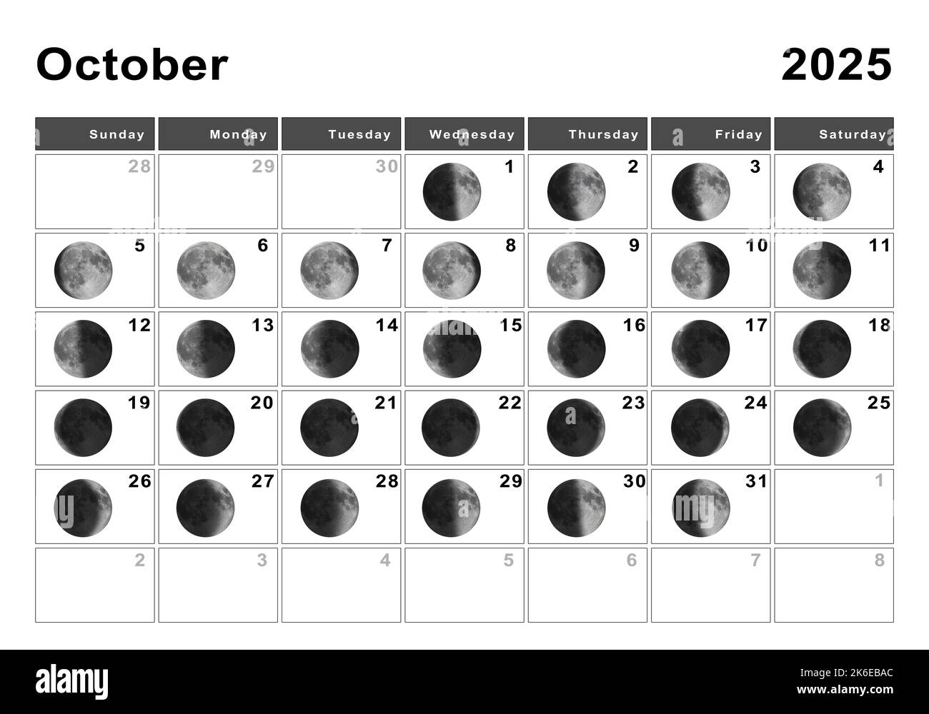 Moon Calendar 2025 Cut Out Stock Images Pictures Alamy