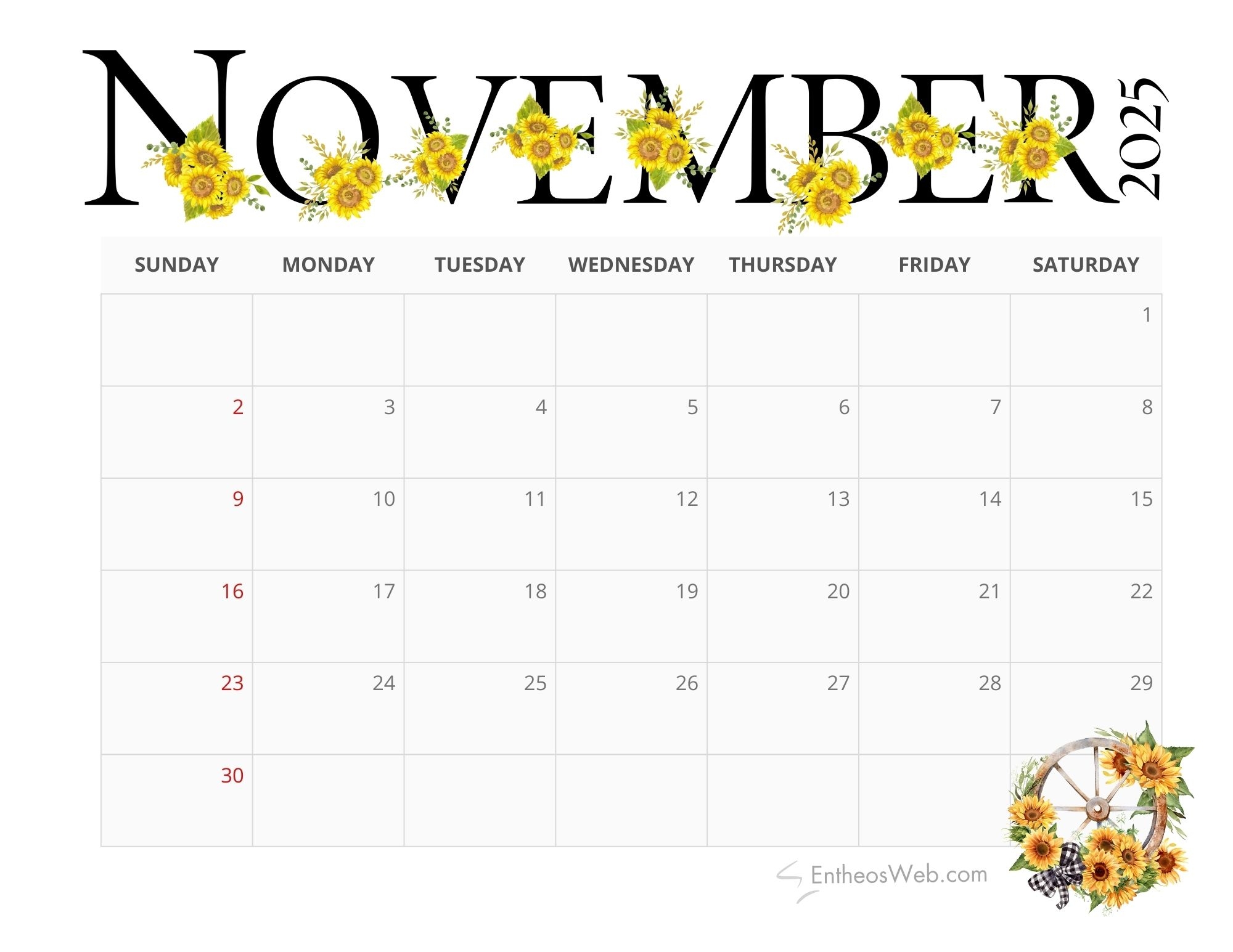 November 2025 Calendar Pdf