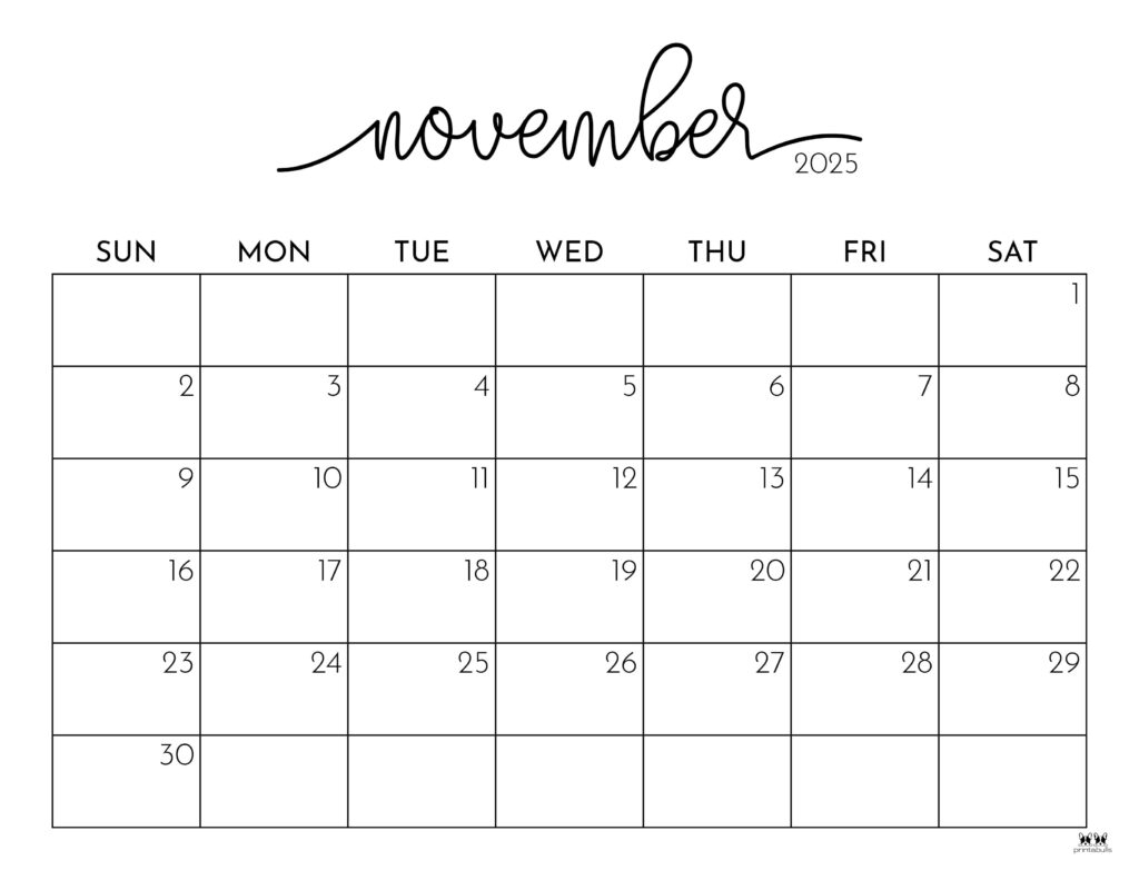 August-November 2025 Calendar