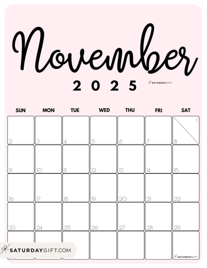 November 2025 Calendar Vertical