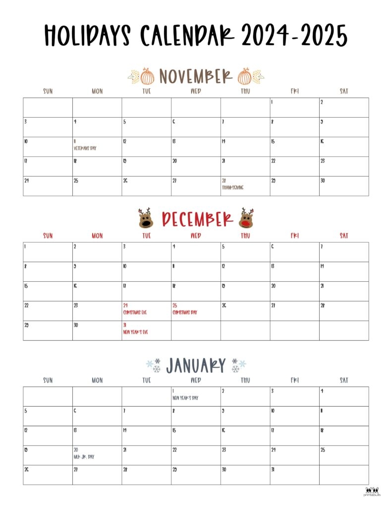 November To December 2025 Calendar