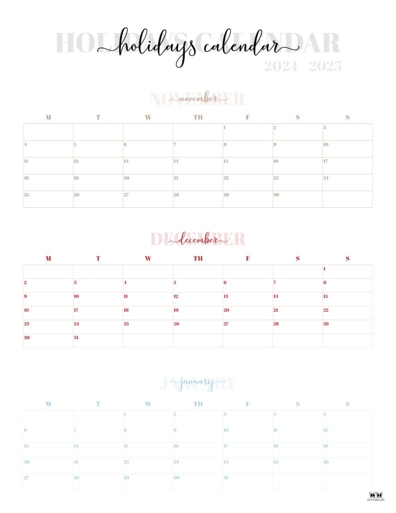 Calendar November December 2025