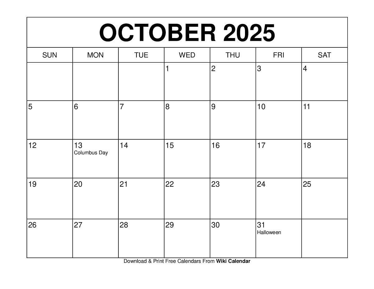 Print Calendar October 2025