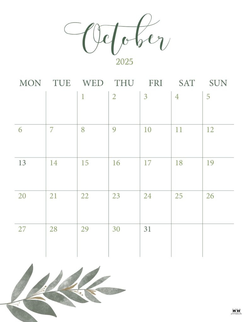 Show Me A Calendar Of October 2025