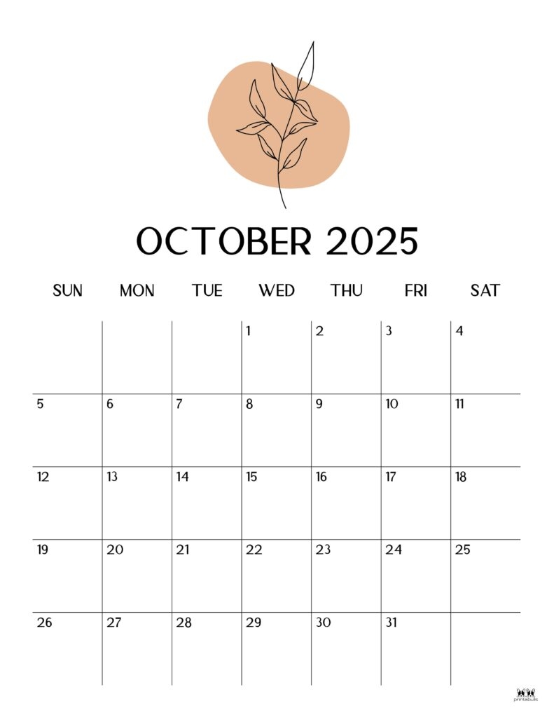 October 2025 Calendars 107 FREE Printables Printabulls