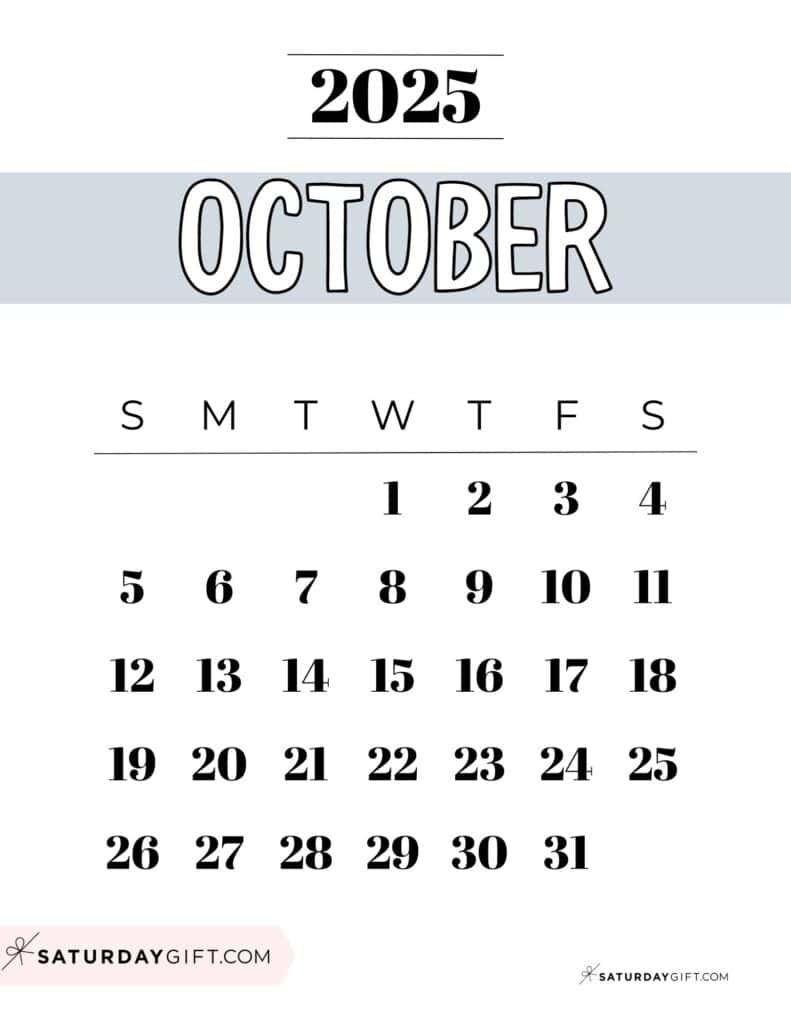 October 2025 Calendars 23 Cute Free Printable PDFs SaturdayGift