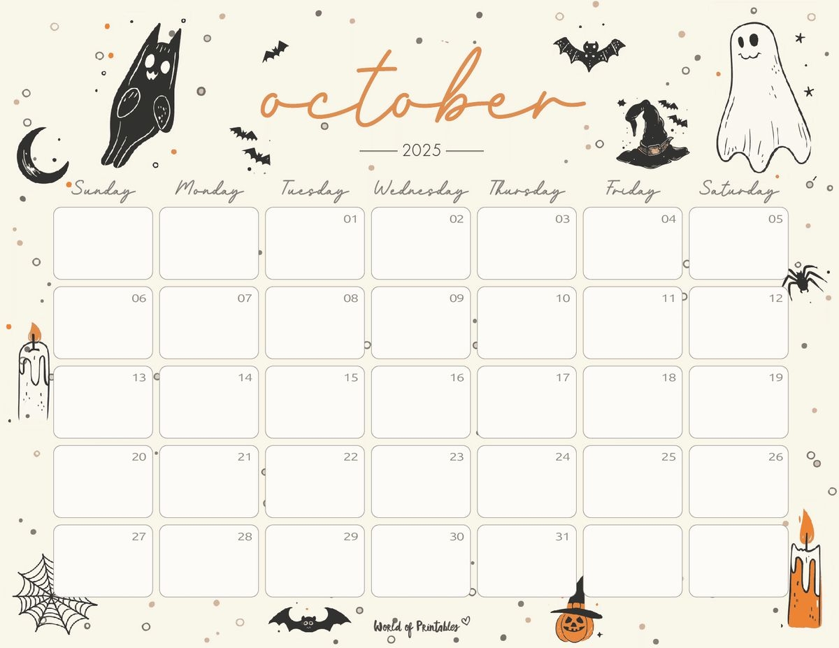 October 2025 Calendar Halloween