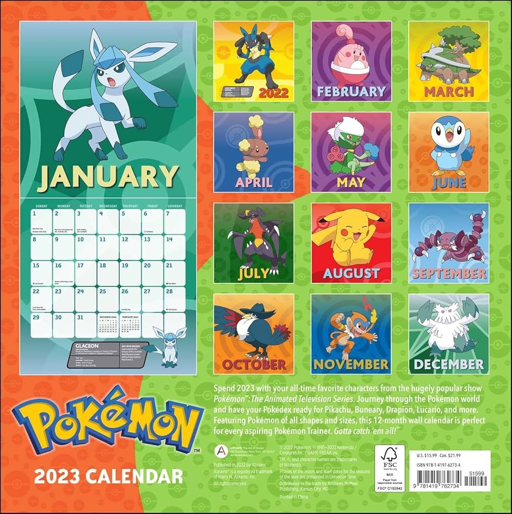 Pok mon 2023 Wall Calendar Pok mon 9781419762734 Amazon Books