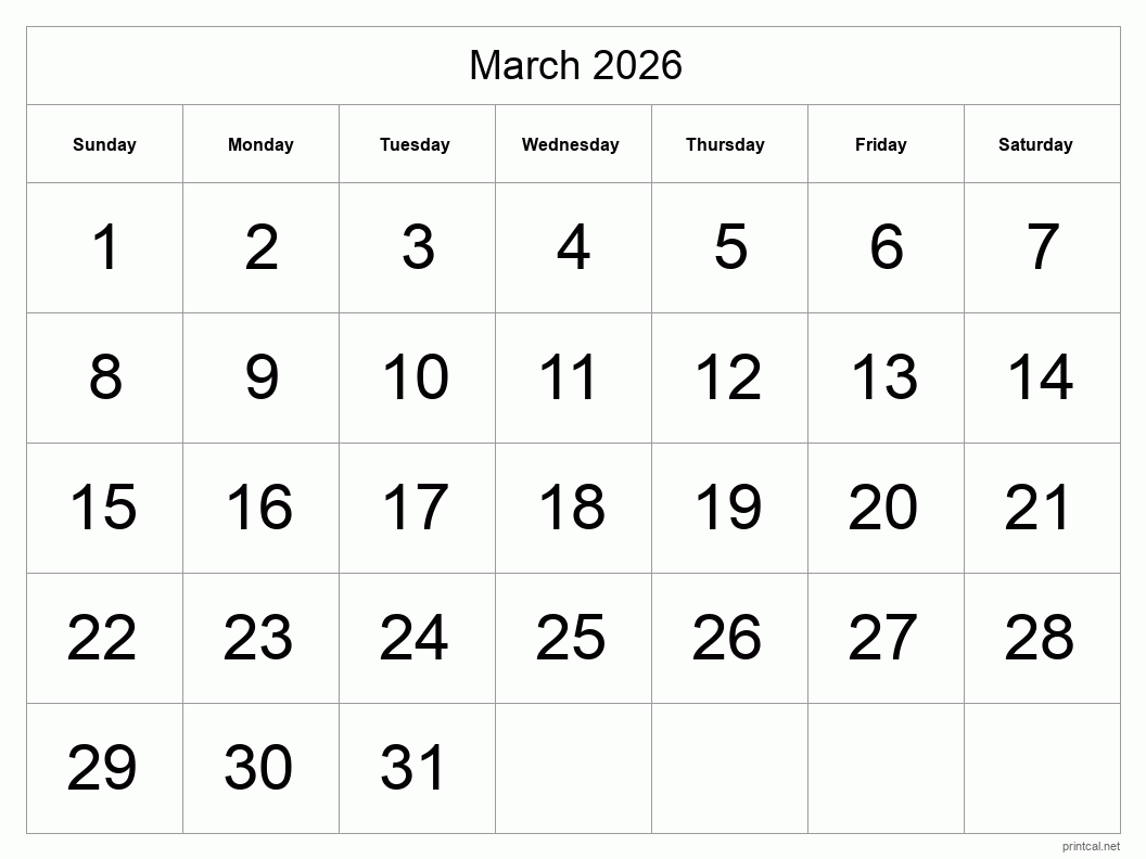March Calender 2026