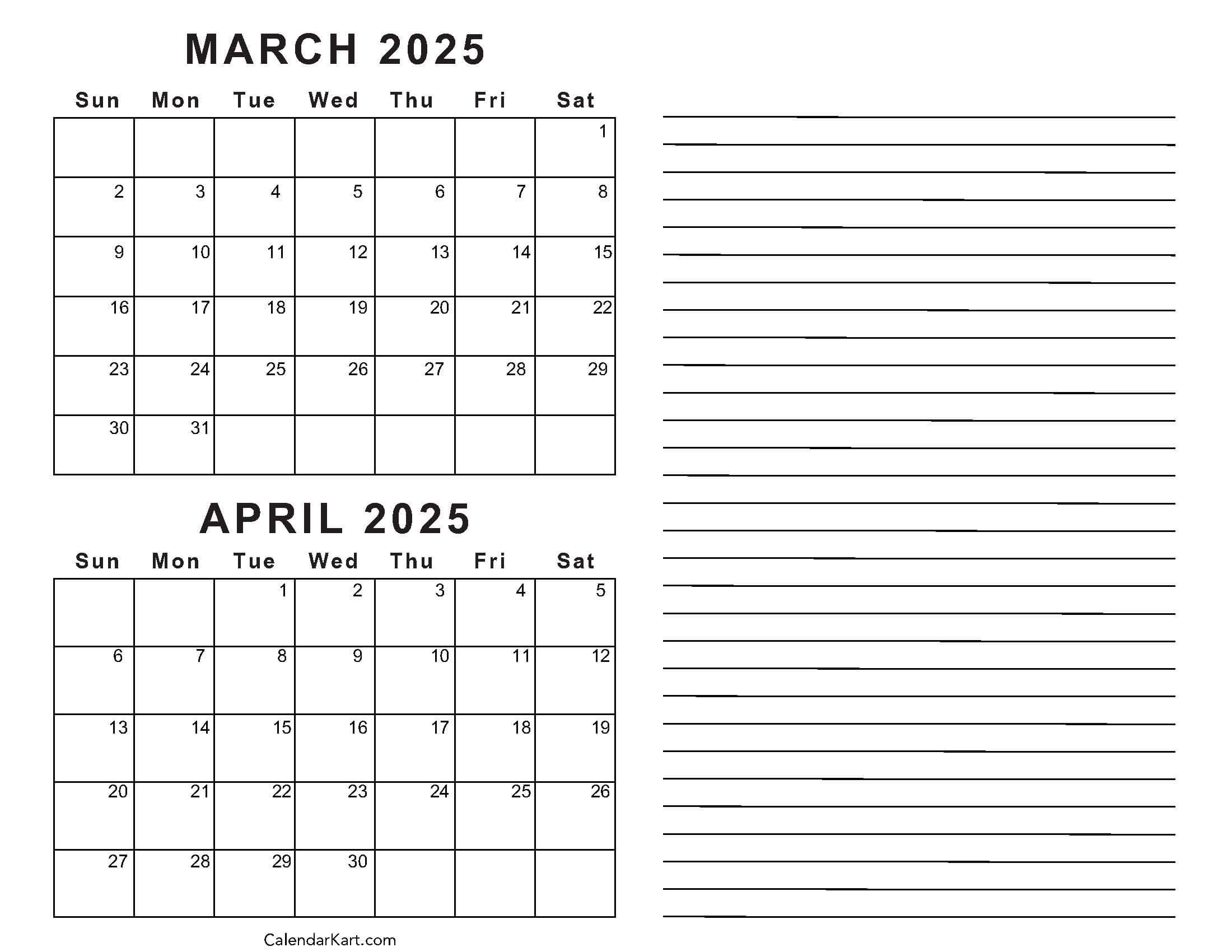 March April May Calendar 2025