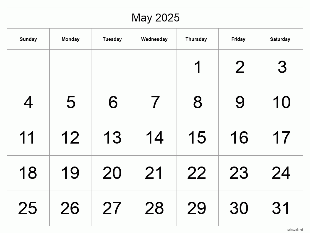 Calender May 2025
