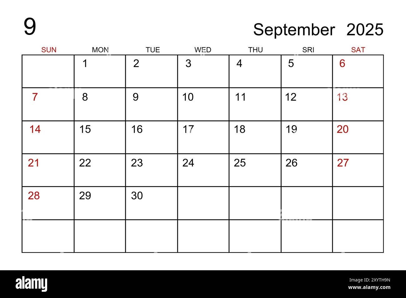 September 2025 Calendar Template Word