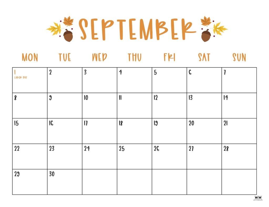September 2025 Calendars 107 FREE Printables Printabulls