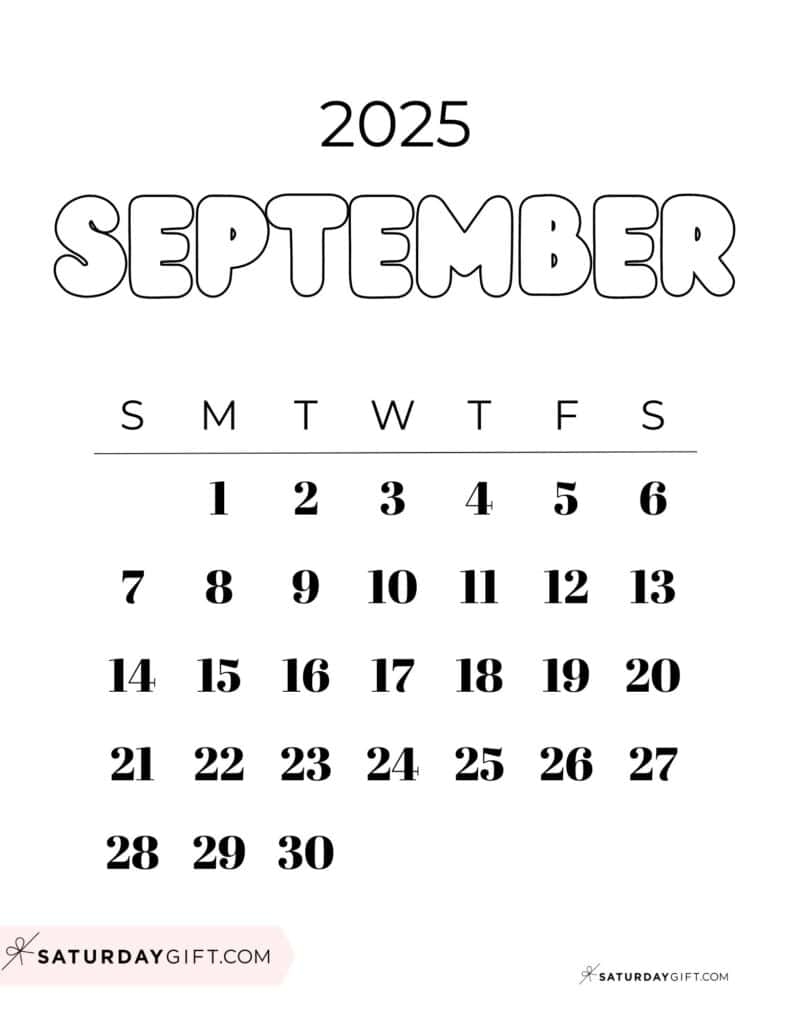 September 2025 Calendars 23 Cute Free Printable PDFs SaturdayGift