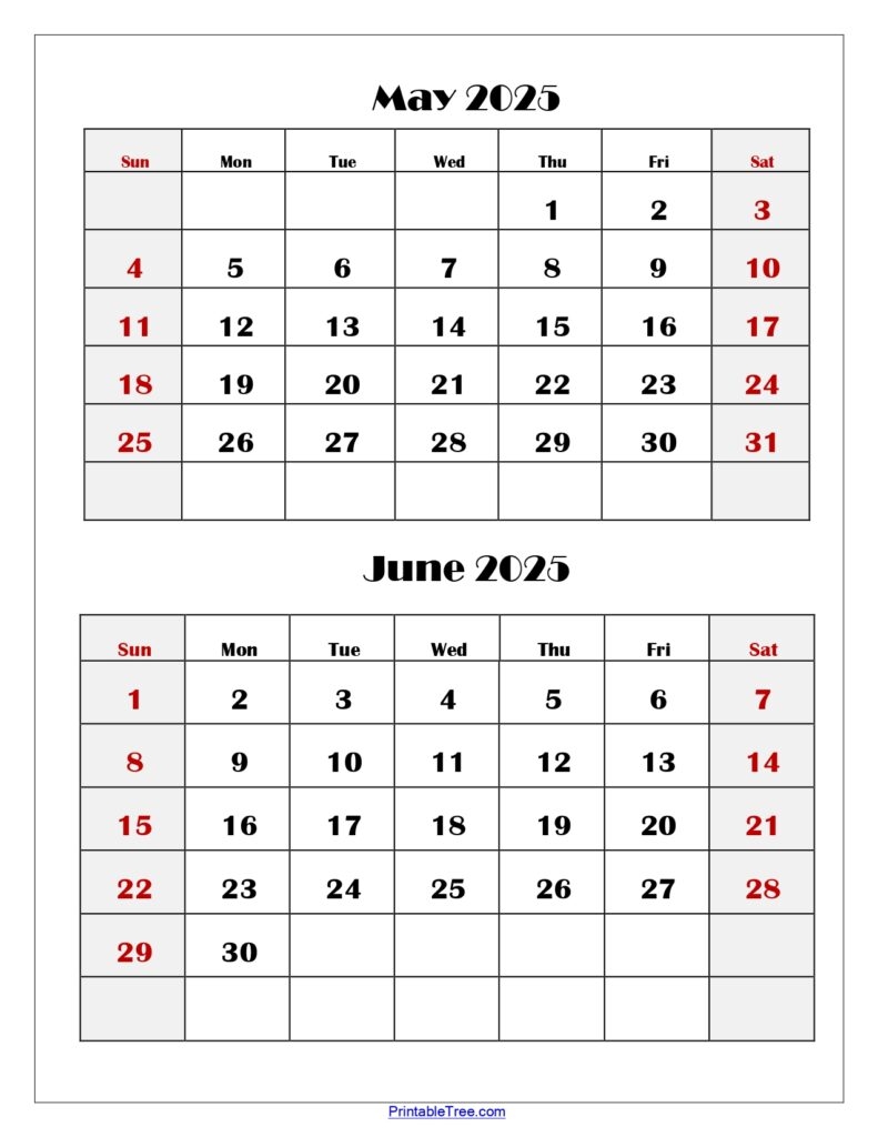 Two Months Calendar 2025 2026 Printable PDF Double Month Calendar